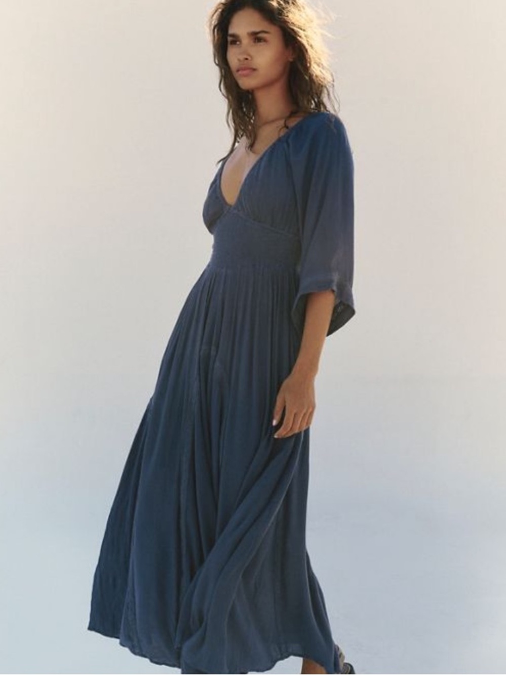 Free People free-est Dixie boho Maxi Dress in Dark Denim Size S - Sold Out Color